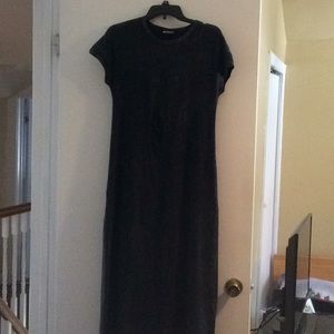 Long dress, Lycra material, charcoal gray